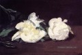 Branche de Pivoines blanches avec des ciseaux de fleurs Impressionnisme Edouard Manet